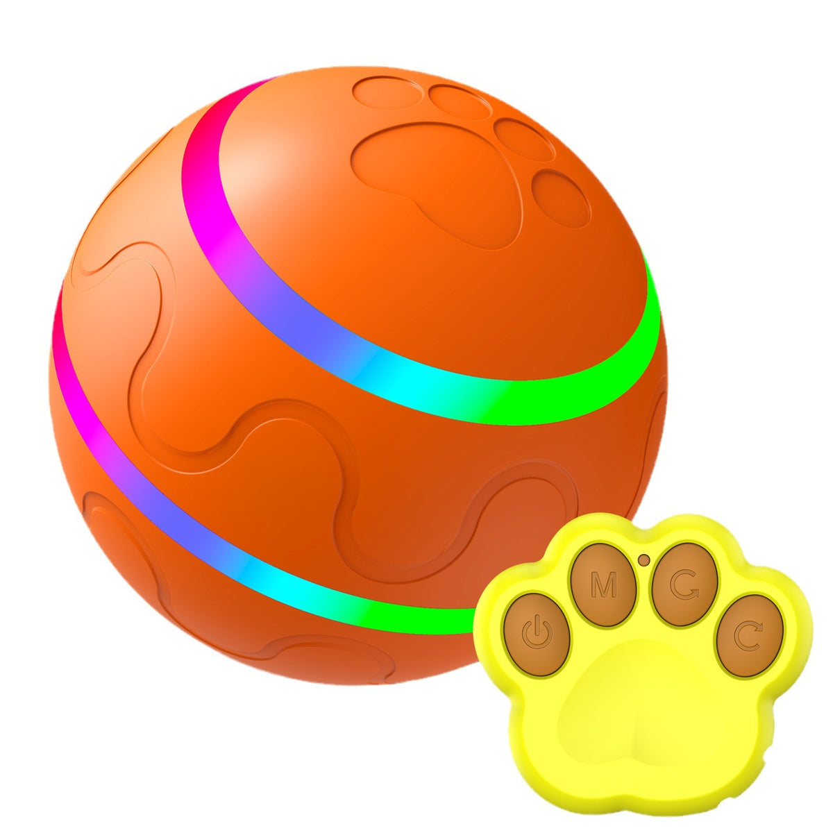 Self-Rolling Interactive Pet Ball with LED Light shown on a plain background