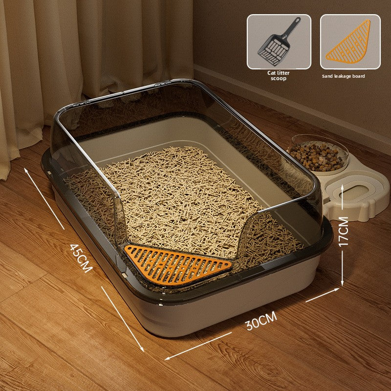 High-Sided Cat Litter Box with Scatter Shield shown in a home setting (view 11)