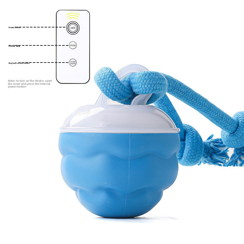 Interactive Rolling Dog Ball with Rope — Royal Blue Ball with Remote
