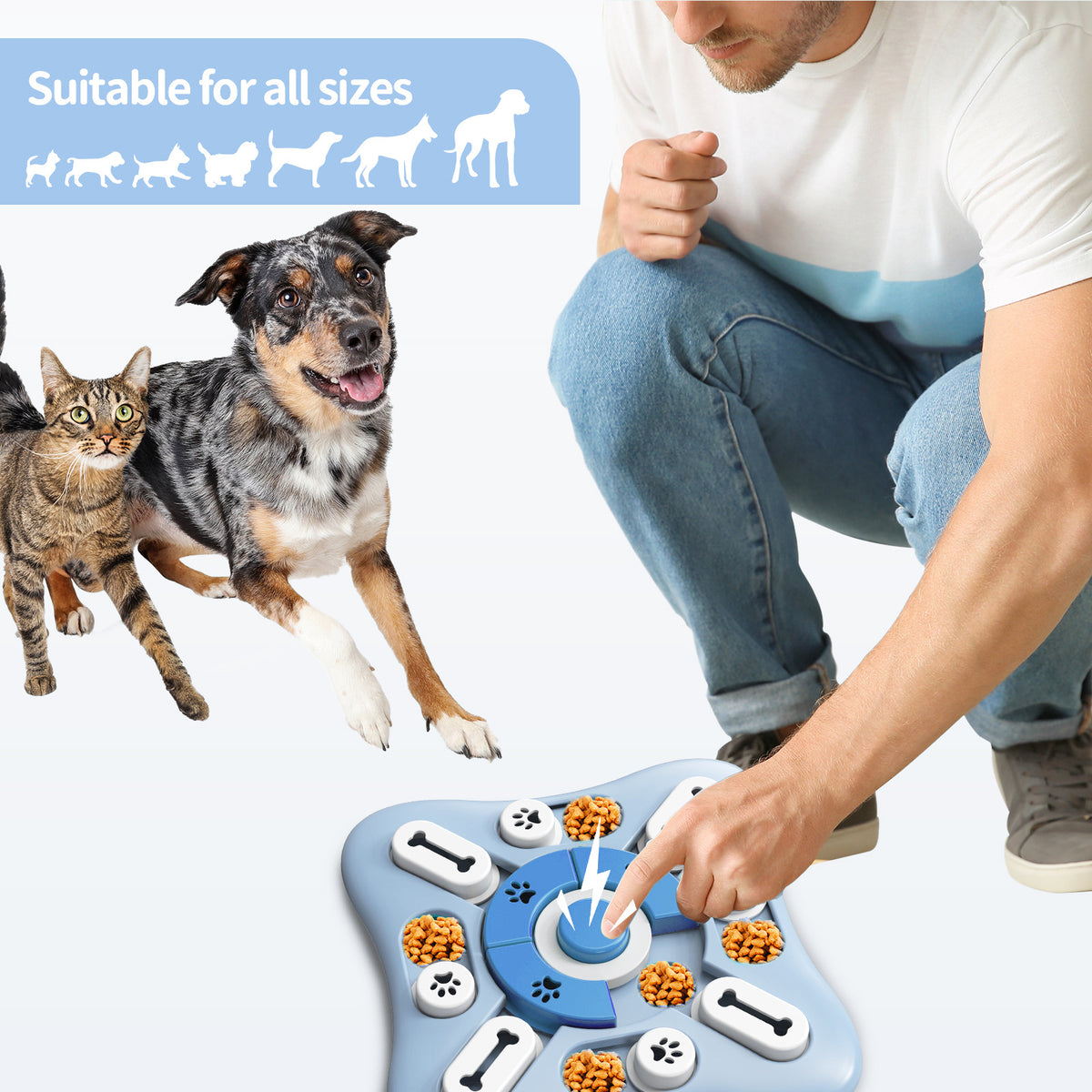 Interactive Dog Puzzle Toy shown in a home setting