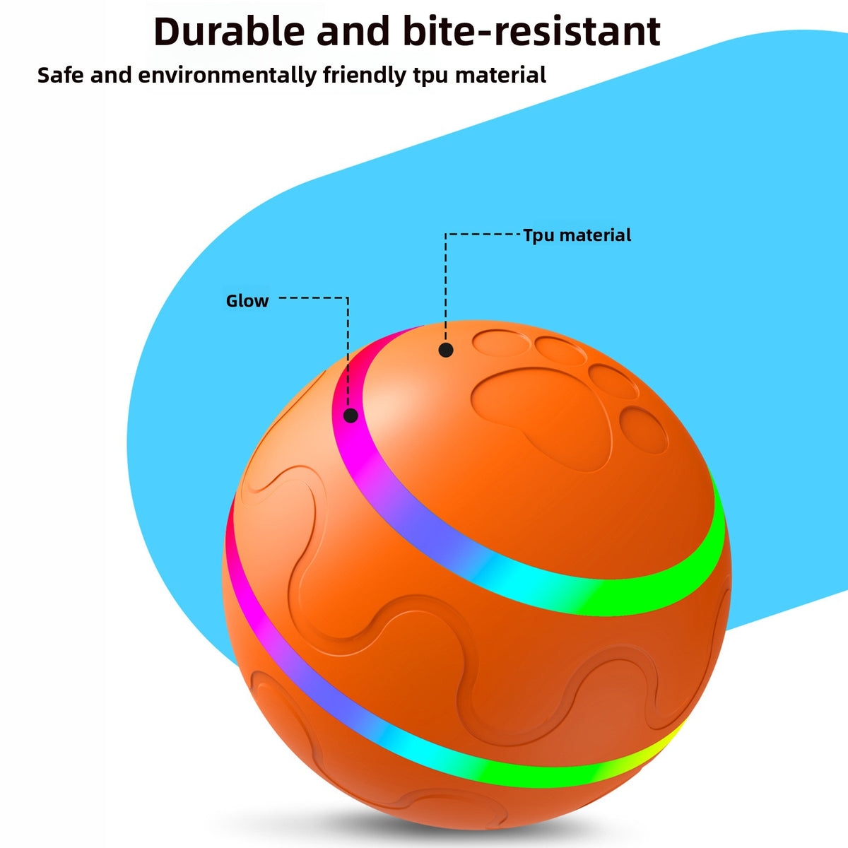 Self-Rolling Interactive Pet Ball with LED Light shown in a home setting (view 2)