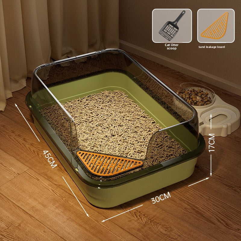 High-Sided Cat Litter Box with Scatter Shield shown in a home setting (view 13)