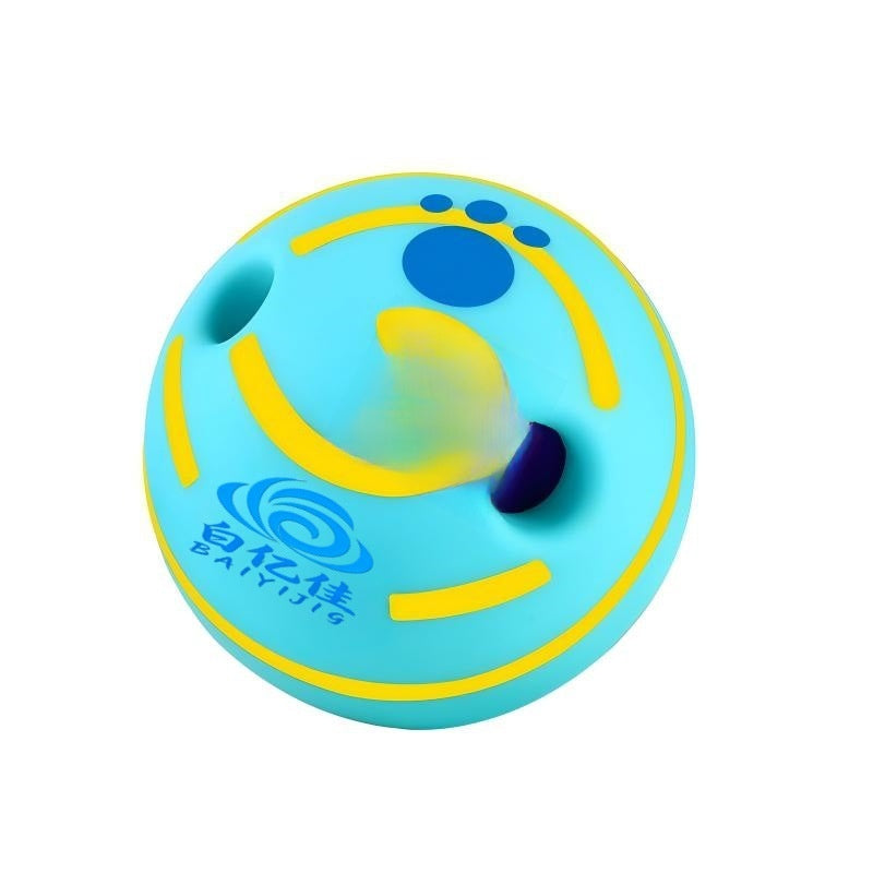Giggle Sound Ball for Dogs in Blue with Yellow Stripe