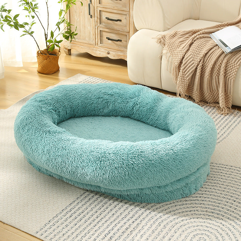 Washable Oval Donut Pet Bed in Emerald Green