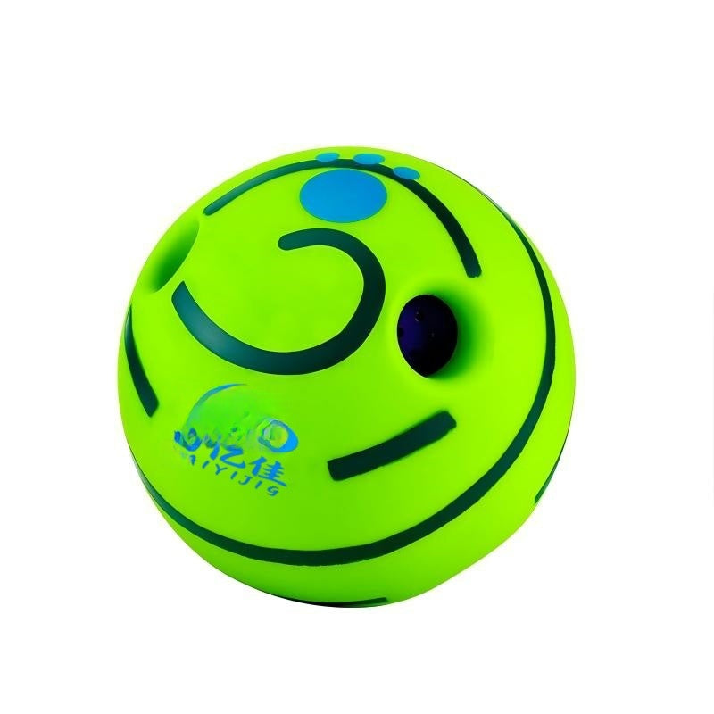 Giggle Sound Ball for Dogs — Green with Dark Blue Stripe