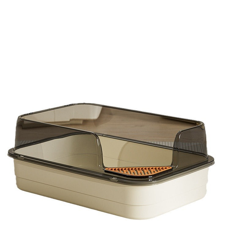 High-Sided Cat Litter Box with Scatter Shield shown on a plain background