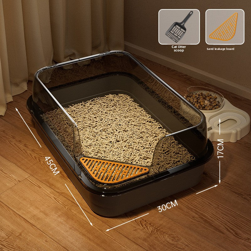 High-Sided Cat Litter Box with Scatter Shield shown in a home setting (view 10)