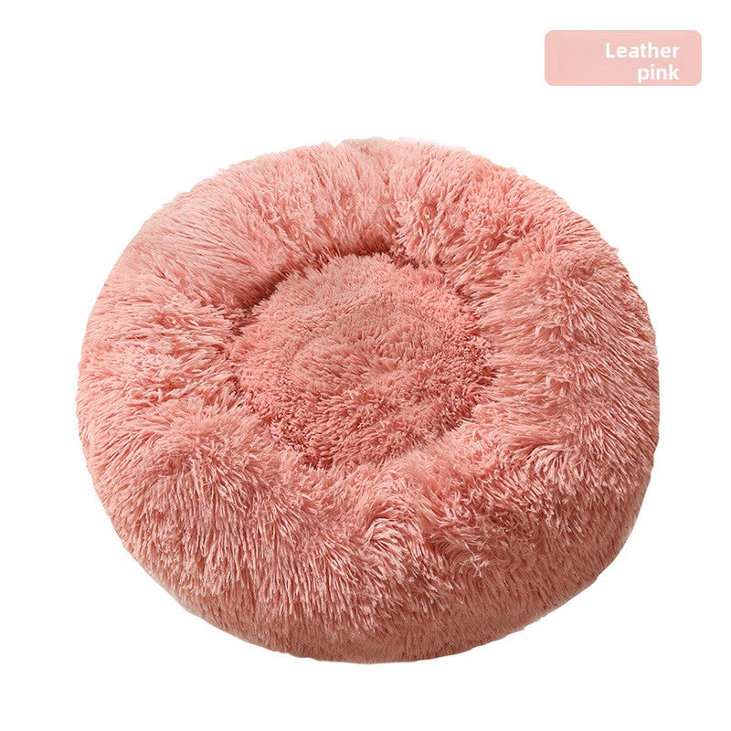Round Donut Plush Pet Bed shown on a plain background