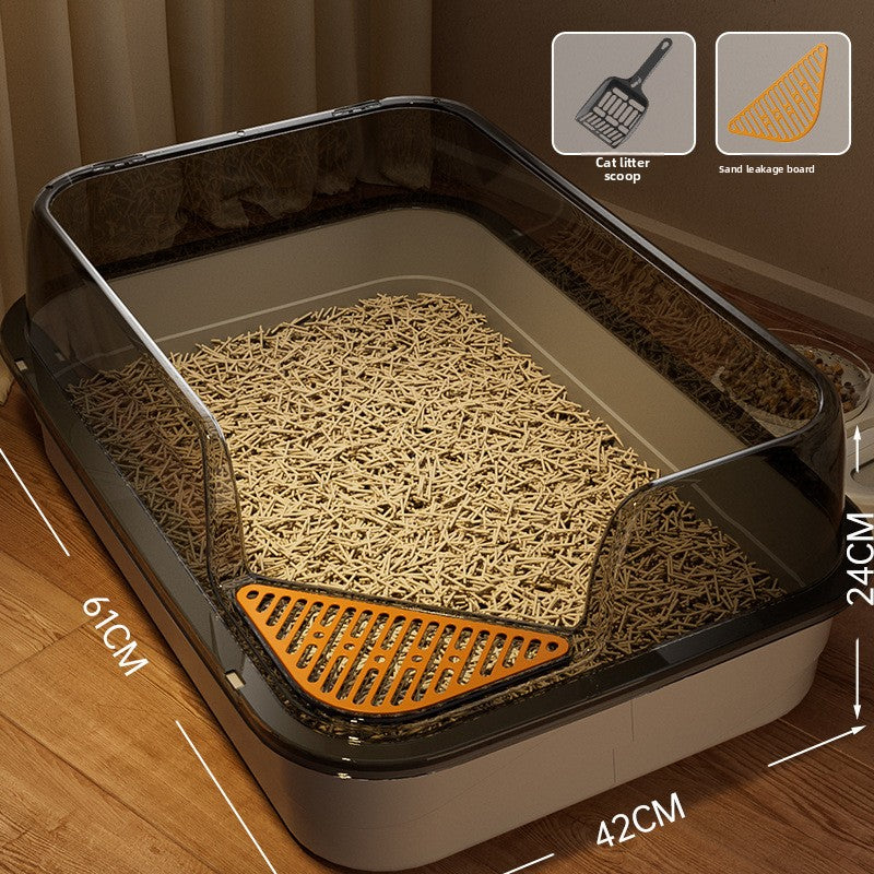 High-Sided Cat Litter Box with Scatter Shield shown in a home setting (view 9)