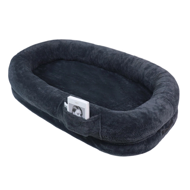Human-Size Dog Bed with Washable Cover in Dark Gray