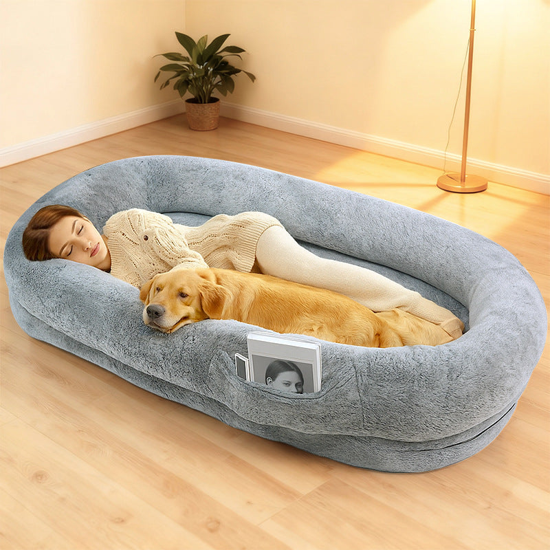 Human-Size Dog Bed with Washable Cover shown in a home setting
