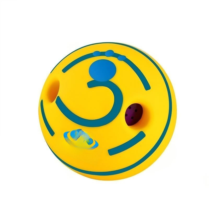 Giggle Sound Ball for Dogs in Yellow with Blue Stripe