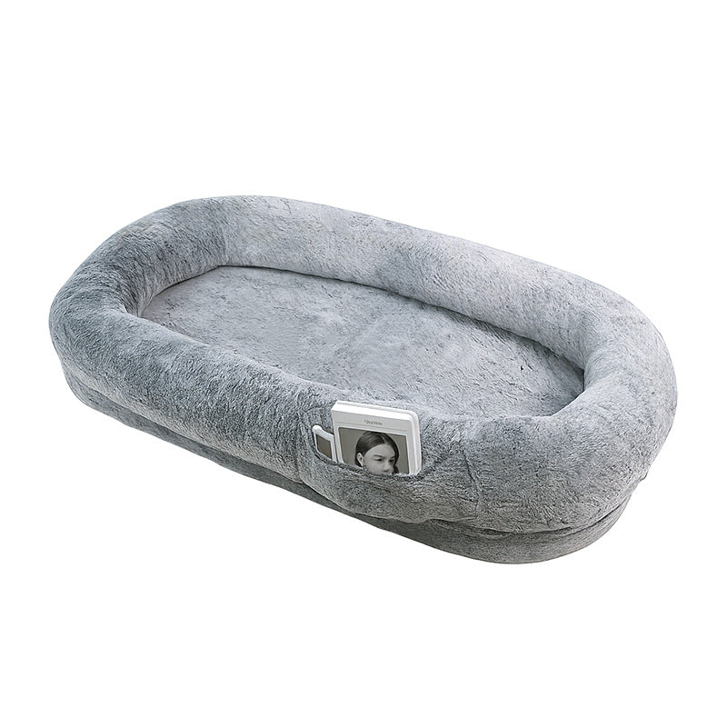 Human-Size Dog Bed with Washable Cover in Light Gray