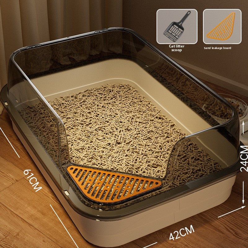 High-Sided Cat Litter Box with Scatter Shield shown in a home setting (view 6)