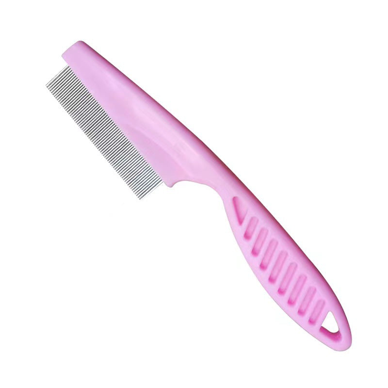 Stainless Steel Flea Comb for Dogs & Cats in Pink