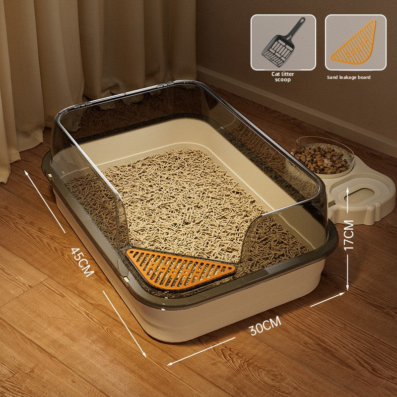 High-Sided Cat Litter Box with Scatter Shield shown in a home setting (view 14)