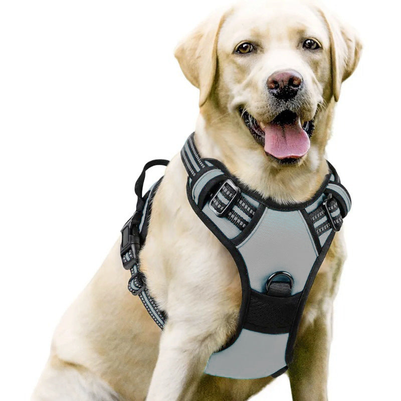 Reflective Padded No-Pull Dog Harness in Gray