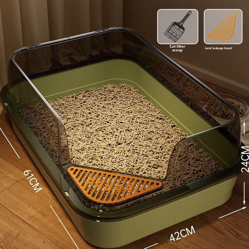 High-Sided Cat Litter Box with Scatter Shield shown in a home setting (view 5)