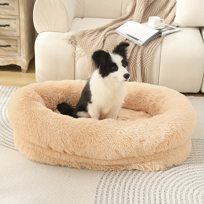 Washable Oval Donut Pet Bed in Apricot