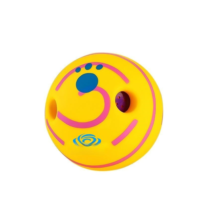 Giggle Sound Ball for Dogs in Yellow with Pink Stripe