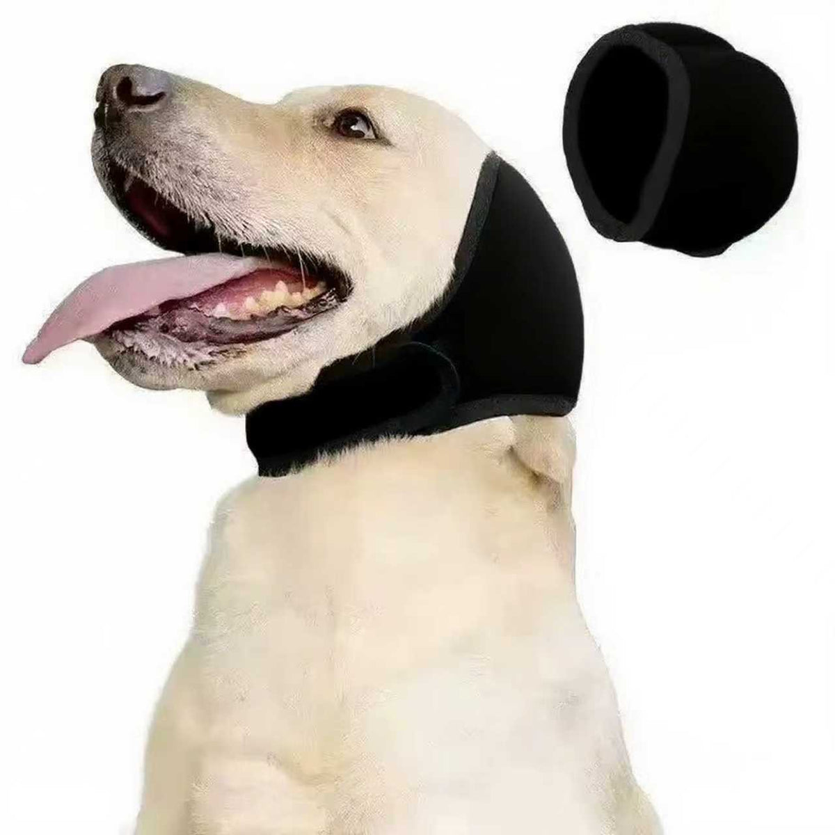 Adjustable Dog Ear Wrap & Head Cover in Black