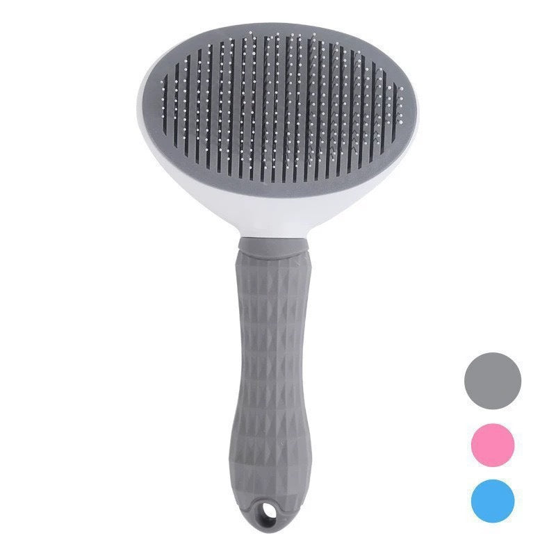 Self-Cleaning Slicker Brush for Dogs & Cats in Gray