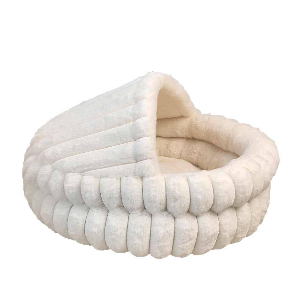 Hooded Plush Cat Cave Bed shown on a plain background