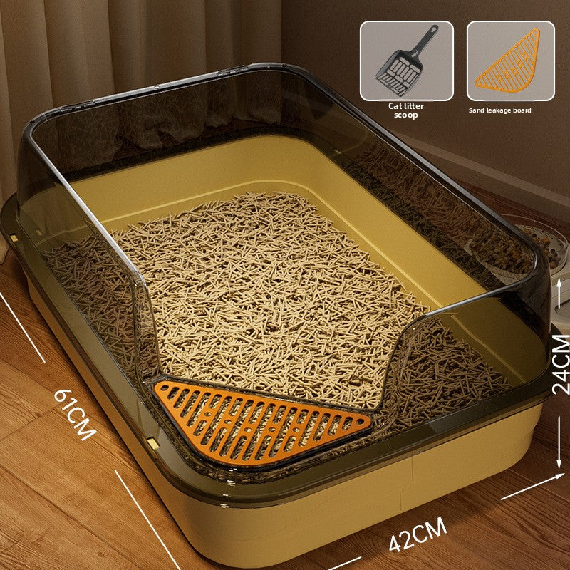 High-Sided Cat Litter Box with Scatter Shield shown in a home setting (view 7)