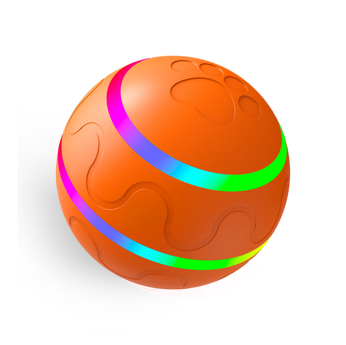 Self-Rolling Interactive Pet Ball with LED Light — Orange, Smart Mode