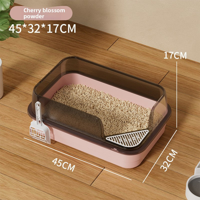 High-Sided Cat Litter Box with Scatter Shield shown in a home setting (view 15)