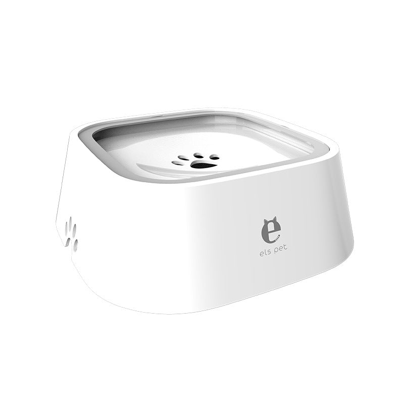 No-Splash Floating Water Bowl for Dogs & Cats in White
