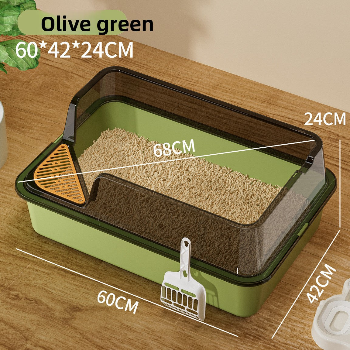 High-Sided Cat Litter Box with Scatter Shield shown in a home setting (view 16)