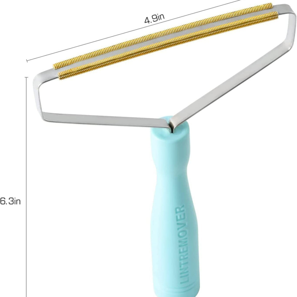 Dimension diagram of the hair remover: 4.9 inches across the head and 6.3 inches tall