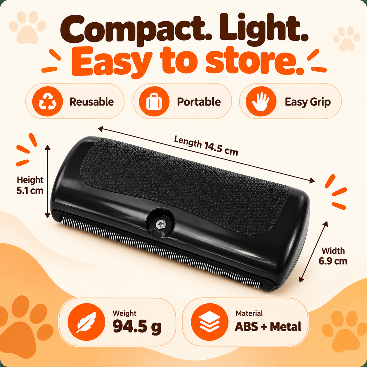 Dimension panel giving 14.5 centimetres long, 6.9 wide and 5.1 high, weighing 94.5 grams in ABS and metal