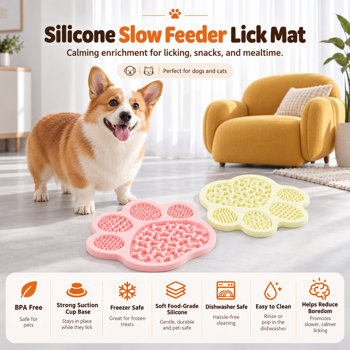 Paw-Shaped Silicone Lick Mat for Dogs & Cats