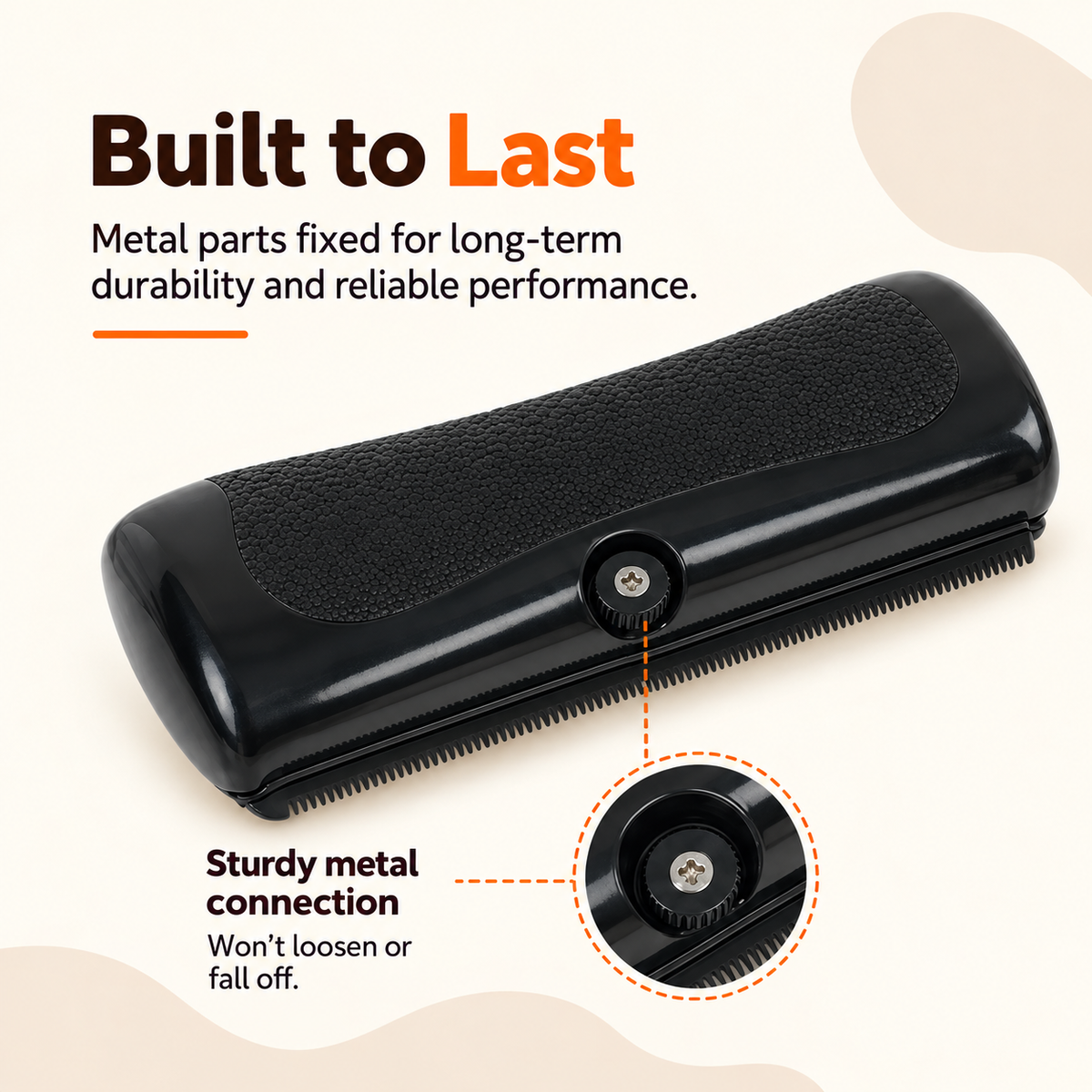 Close-up of the metal connection stud on the back of the hair remover