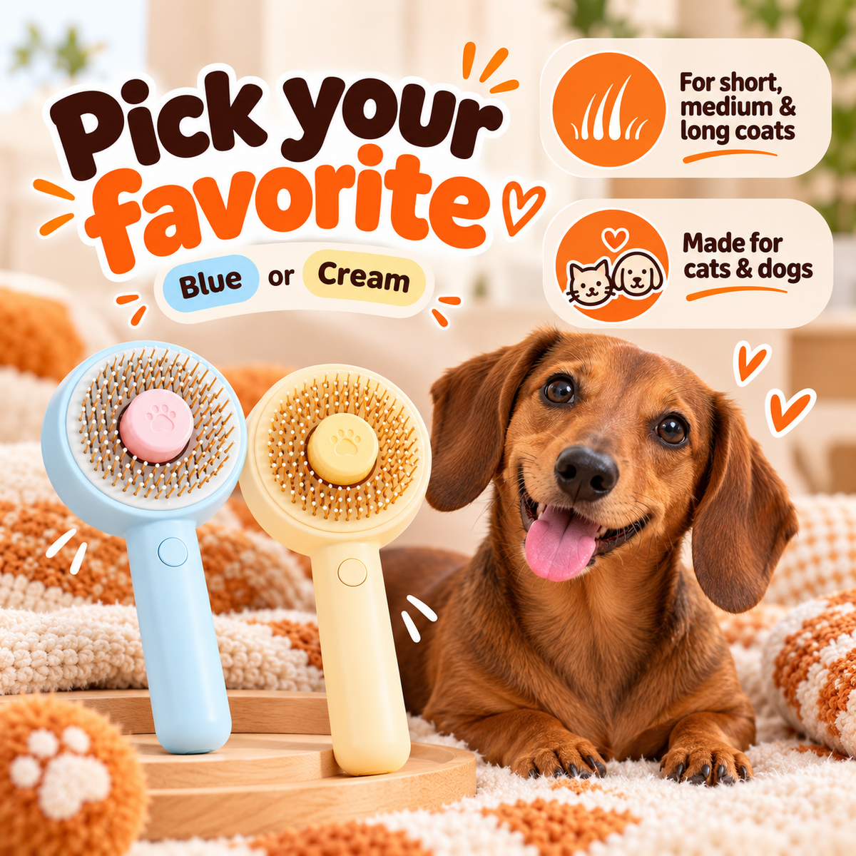 Blue and cream swirl brushes with a dachshund and a terrier