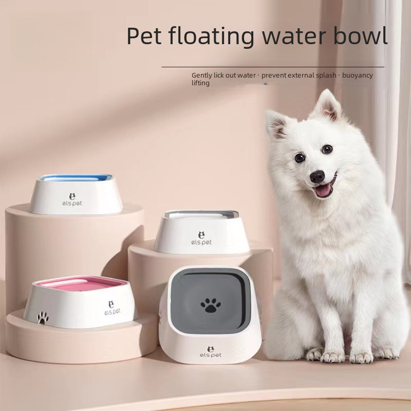 No-Splash Floating Water Bowl for Dogs & Cats shown in a home setting