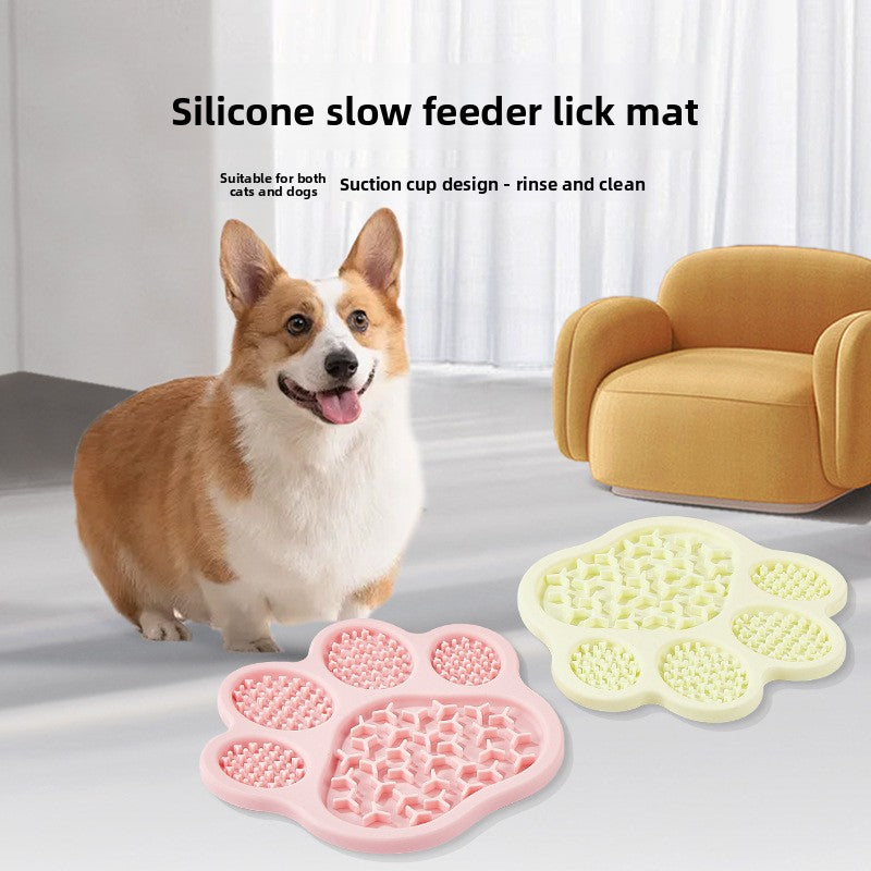 Paw-Shaped Silicone Lick Mat for Dogs & Cats shown in a home setting (view 4)