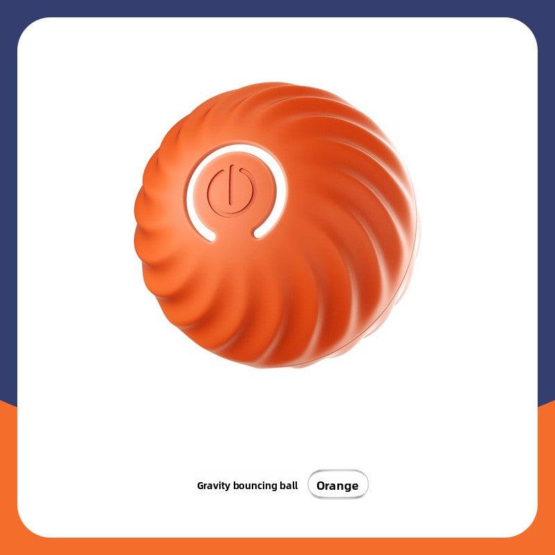 Self-Rolling Interactive Pet Ball with LED Light in Orange Gravity Bounce Ball