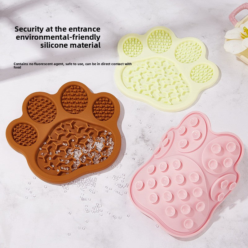 Paw-Shaped Silicone Lick Mat for Dogs & Cats shown in a home setting (view 2)