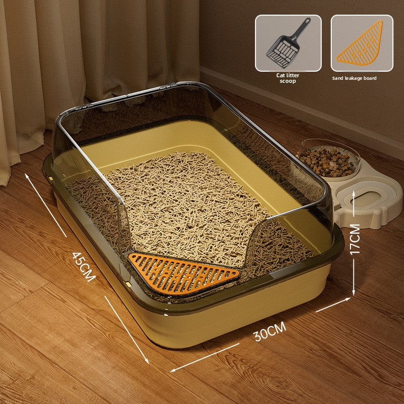 High-Sided Cat Litter Box with Scatter Shield shown in a home setting (view 12)