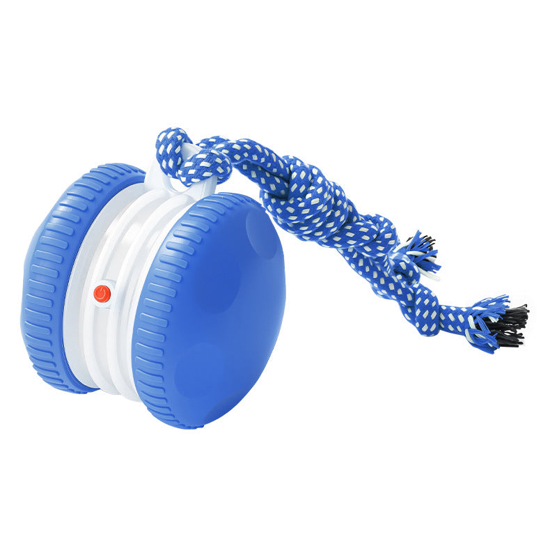 Interactive Rolling Dog Ball with Rope — Blue Roller, Bird Sounds