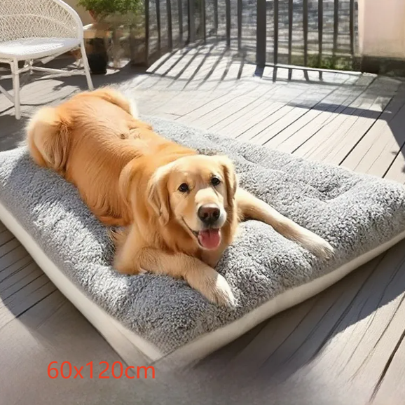 Reversible Plush Dog Bed Mat in Gray