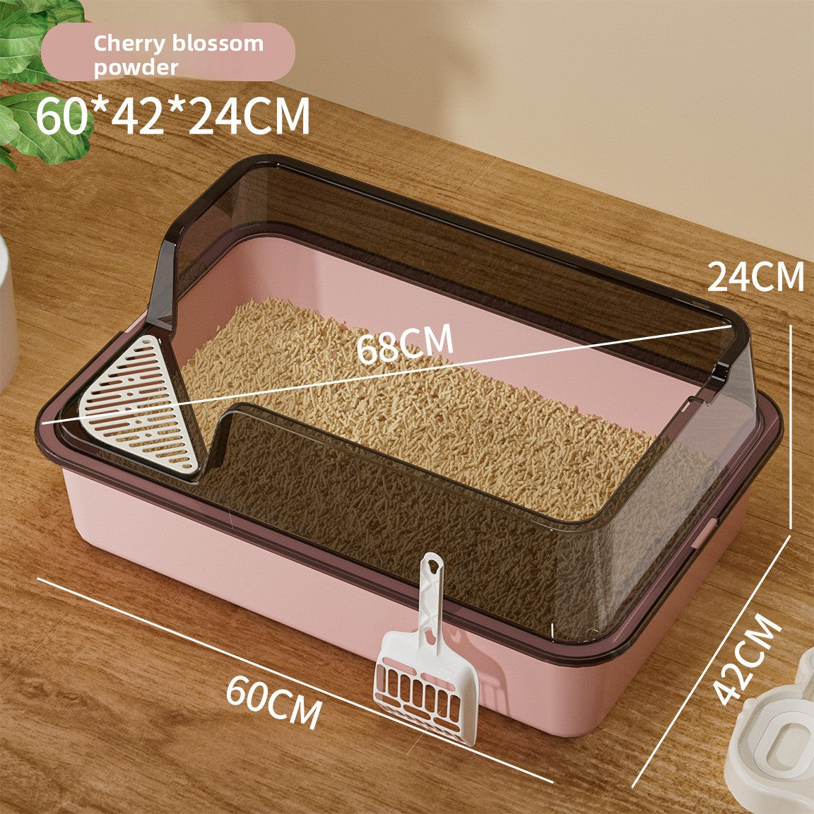 High-Sided Cat Litter Box with Scatter Shield shown in a home setting (view 21)