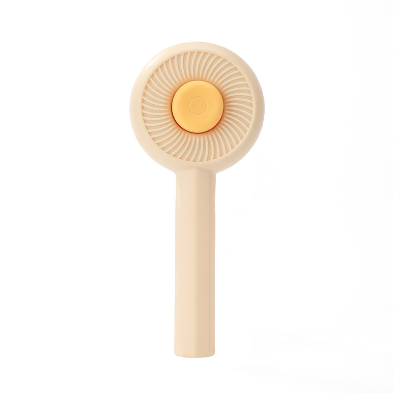 Swirl Self-Cleaning Slicker Brush in Cream with Orange Button