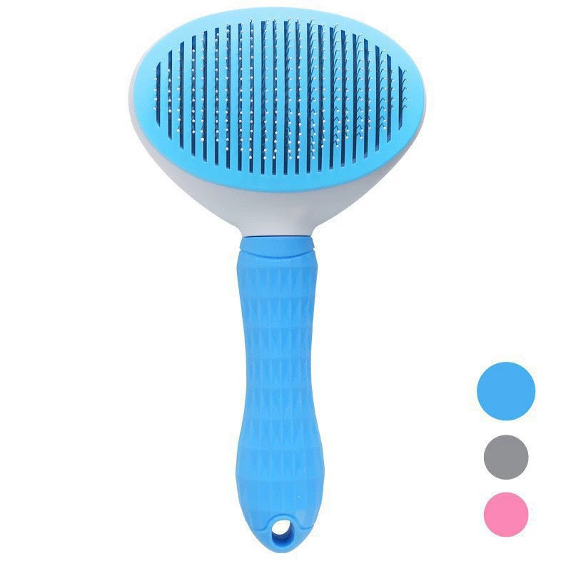 Self-Cleaning Slicker Brush for Dogs & Cats in Blue