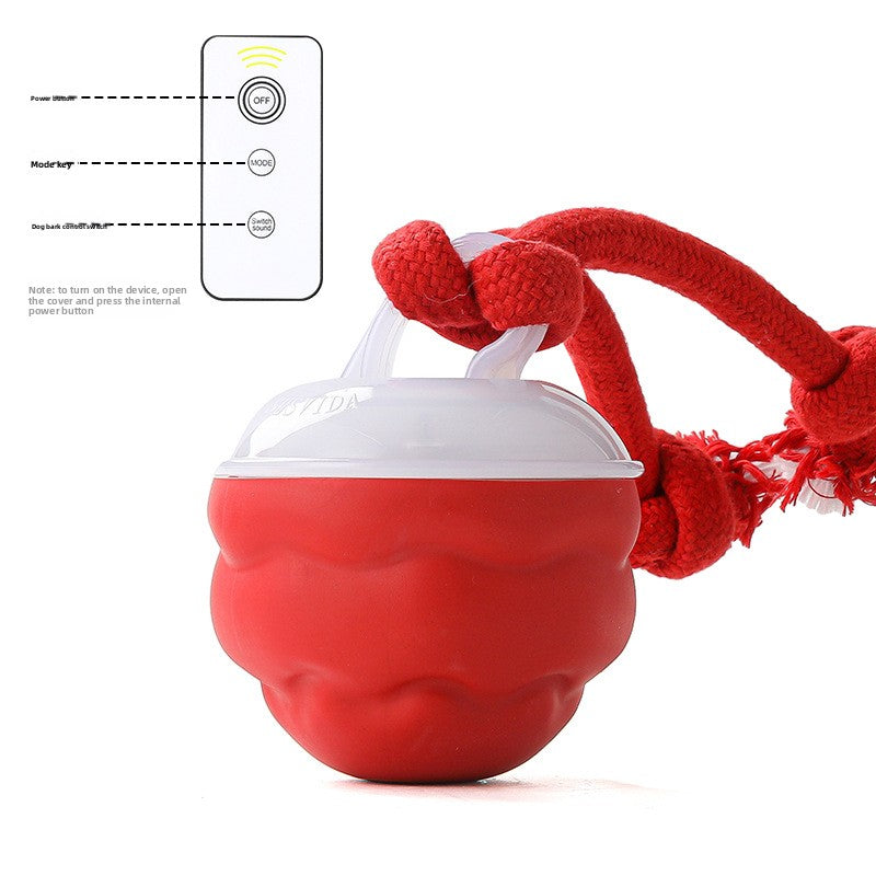 Interactive Rolling Dog Ball with Rope in Red Ball with Remote