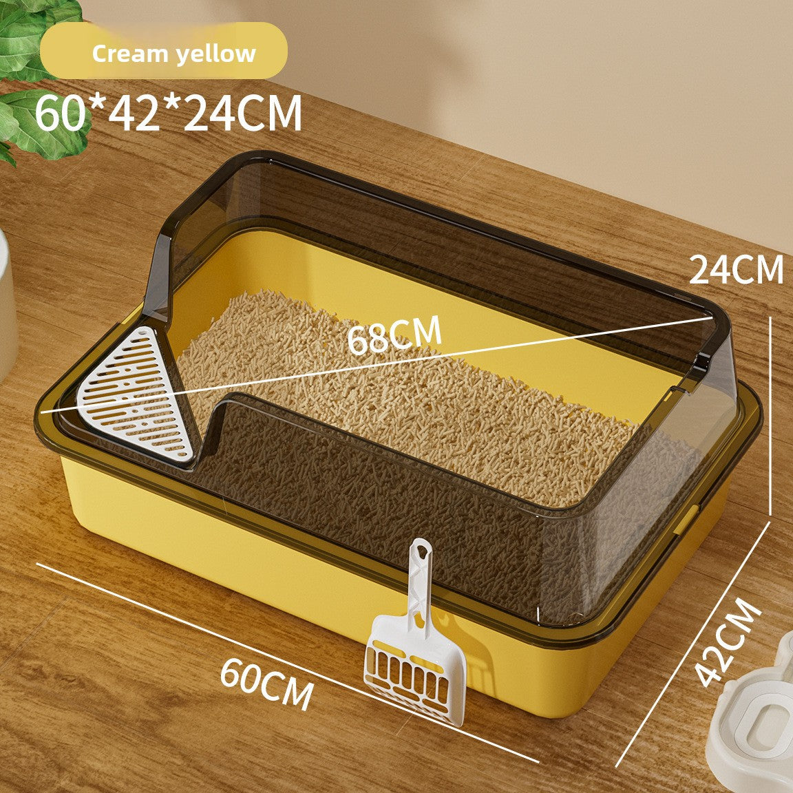 High-Sided Cat Litter Box with Scatter Shield shown in a home setting (view 18)