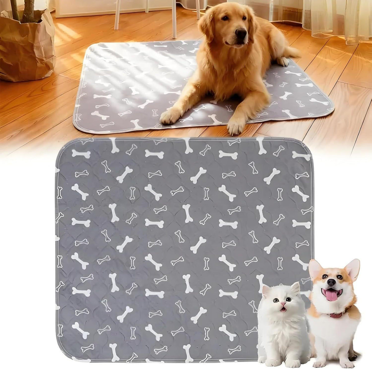 Reusable Washable Pee Pads for Dogs & Cats shown in a home setting